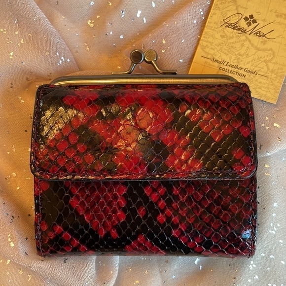 Brand New Patricia Nash Italian Python Genuine Leather Berry Red Astor Wallet - Picture 3 of 16